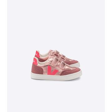 Veja V-12 CHROMEFREE Kids' Sneakers Pink | NZ 879KOR